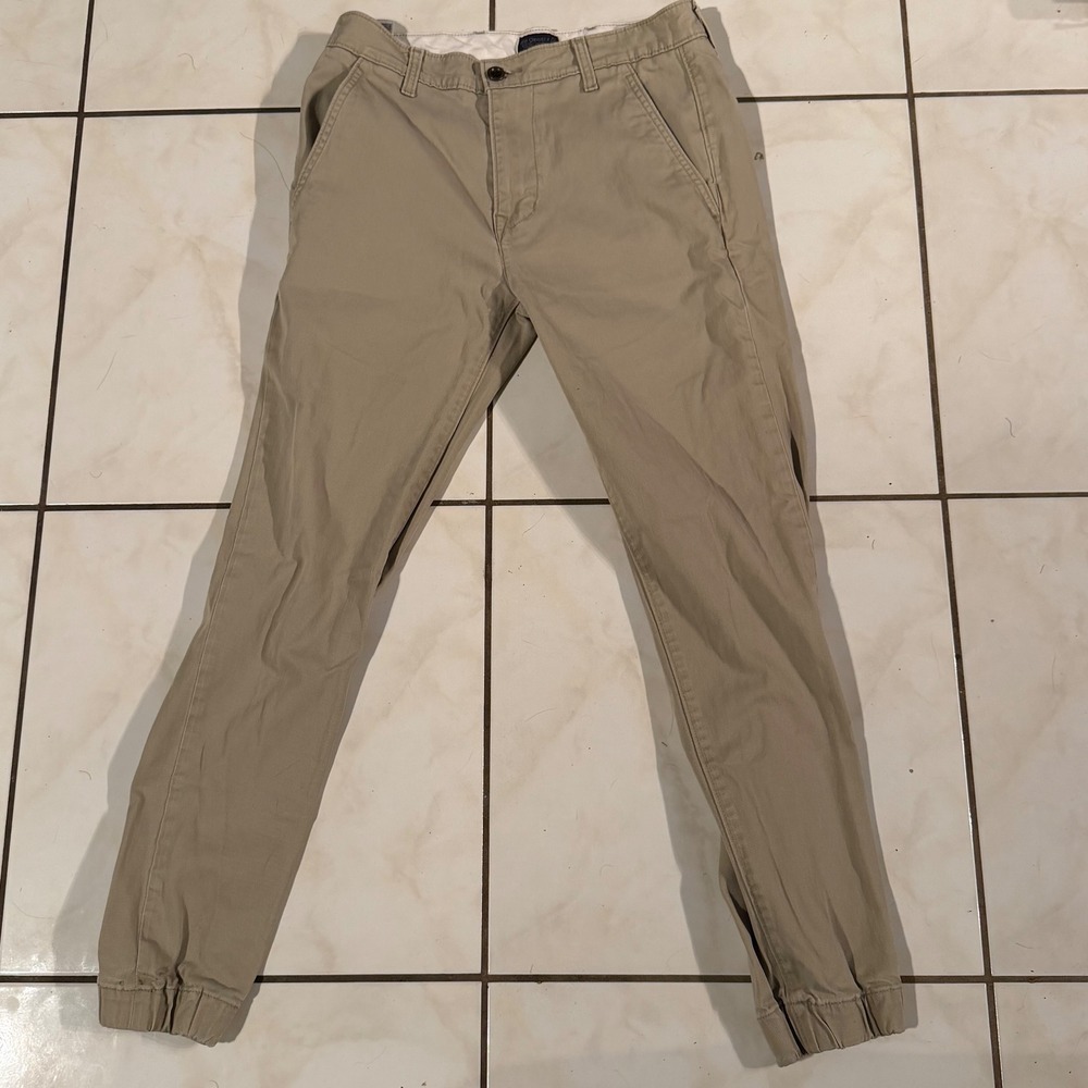 Levis Mens Chino Jogger Pants Tan Khaki Twill Elastic Cuff White Tab W29 L32